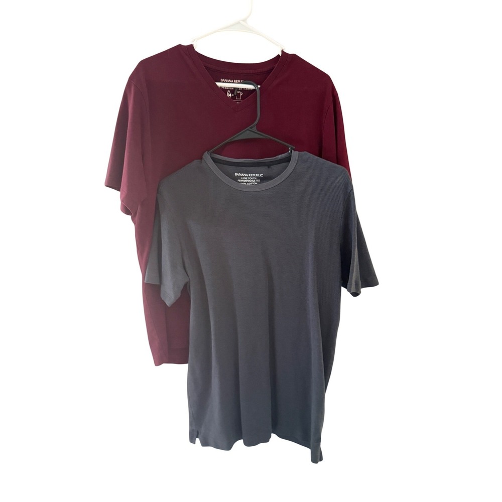 Banana Republic Mens T-Shirt Bundle Luxe Touch Crew & Eco Premium V-Neck L M
